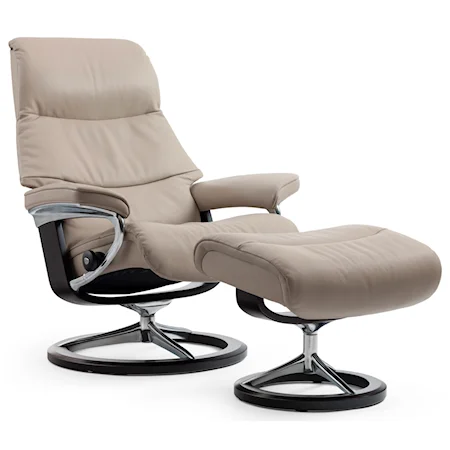 Small Reclining Chair & Ottoman with Signature Base